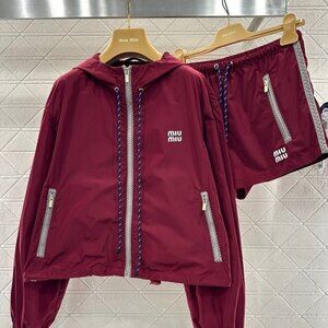 Miu Miu Hooded Jacket & Shorts Set Sz L